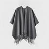 Autumn Winter Wool Blend Split Hem Cape Shawl