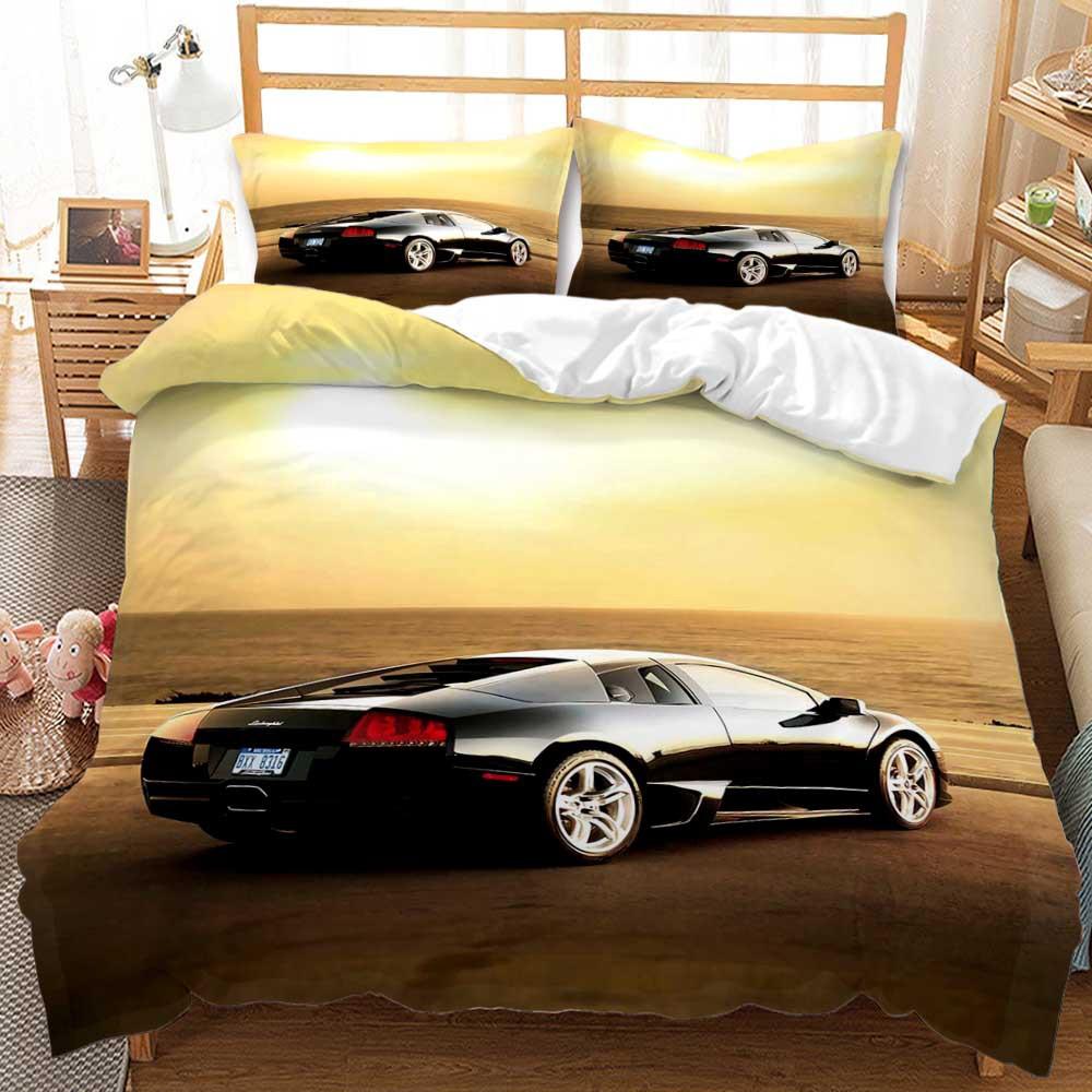 Speed Sports Car Duvet Cover Set King Queen Size 3D Extreme Sports Luxury Motorcycle For Kids Boys Teens Polyester Bedding Set