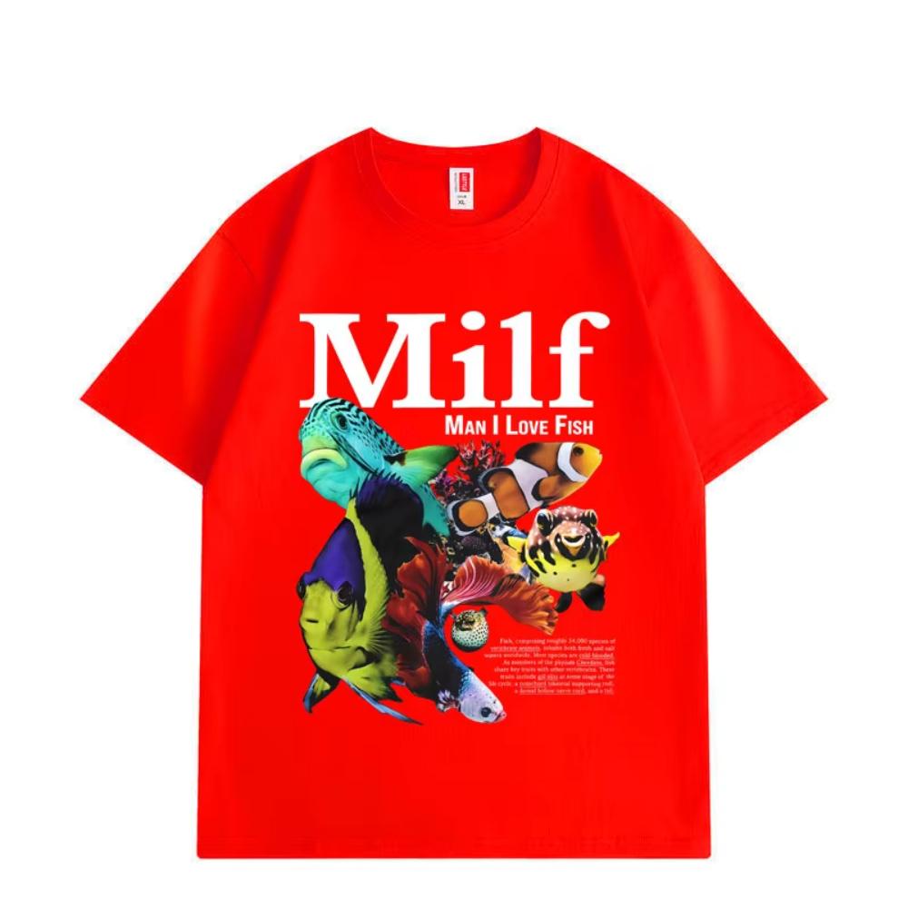 Man L Love Fish Funny Ocean Meme Graphic T Shirts Harajuku Y2k Short Sleeve Tshirts Men Women Clothing Casual Oversized Tshirt