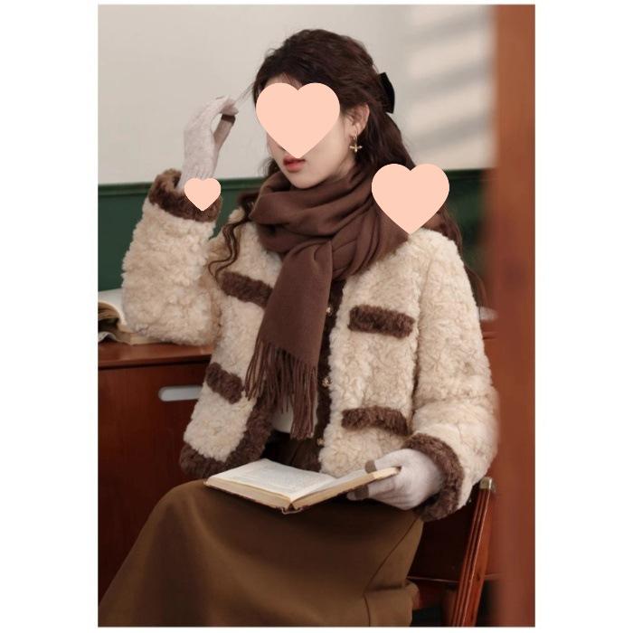 2025 French Style Color Block Women s Winter Jacket - Trendy and Warm Extra Large