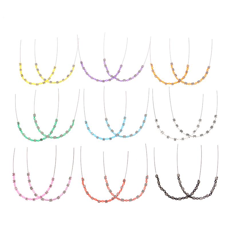 2Pcs/Pack Colorful Hook Temporary Tooth Decoration With Metal Wires Metal Bracket Orthodontic Ligature Ties Dental Decorations