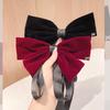 French Retro Red Velvet Oversized Bow Hair Clip for Women - Autumn/Winter Edition