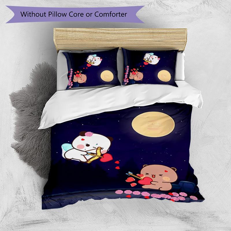 dudu bubu Printed 3PCS Bedding Set Soft Breathable Duvet Cover Pillowcases Set Washable Bedroom Decor Home Gift