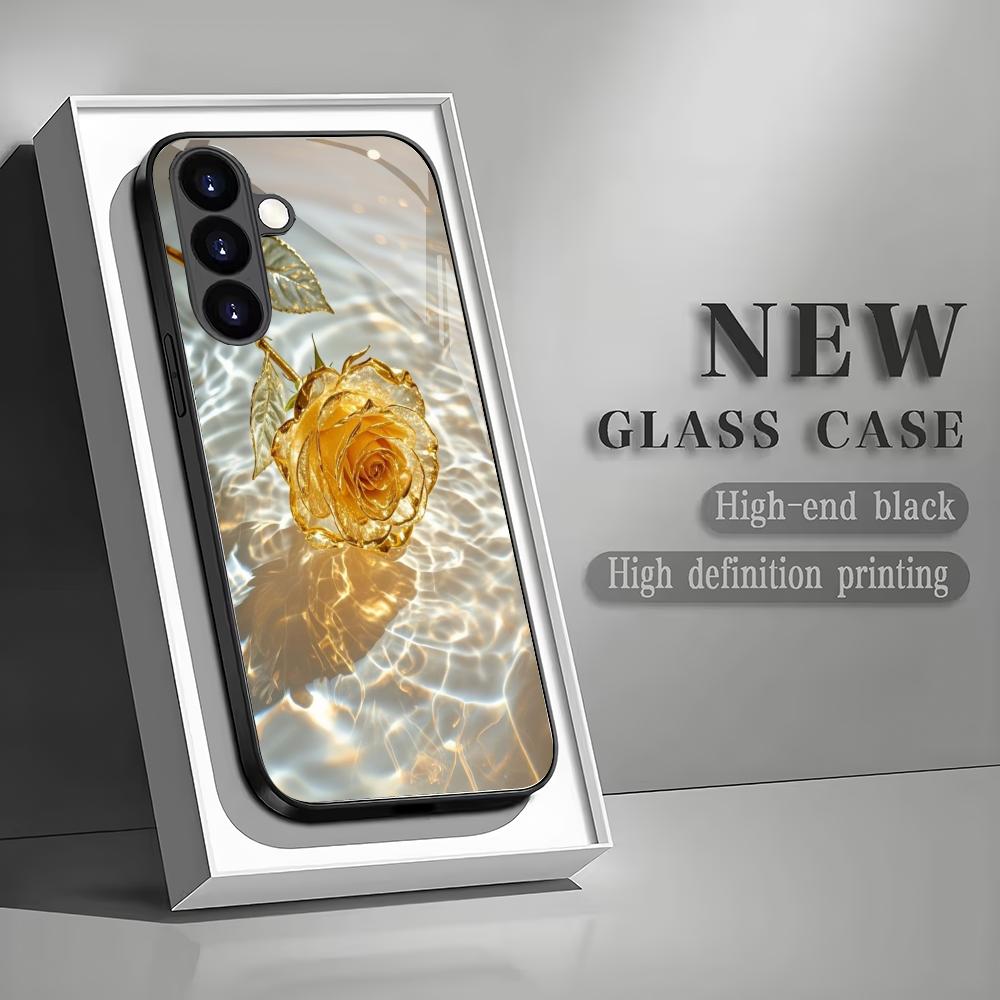 

Rose Blossom Tempered Glass Phone Case Suitable for Samsung Galaxy S26 S25 S24 S23 S22 S20 FE/Ultra/Plus Anti Drop Back Cover GalaxyS26Ultra