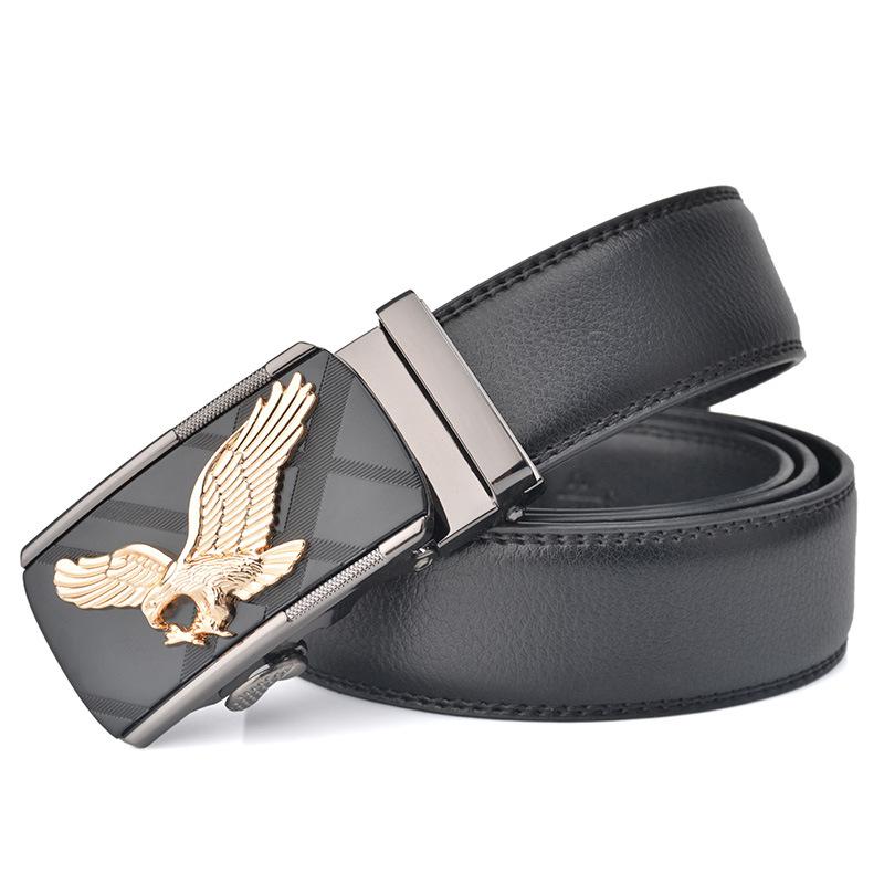 2024 Men's Genuine Leather Belt Eagle Style Automatic Buckle Belt Strap Adjustable Luxury Brand Belt Fashion Business Men's Belt