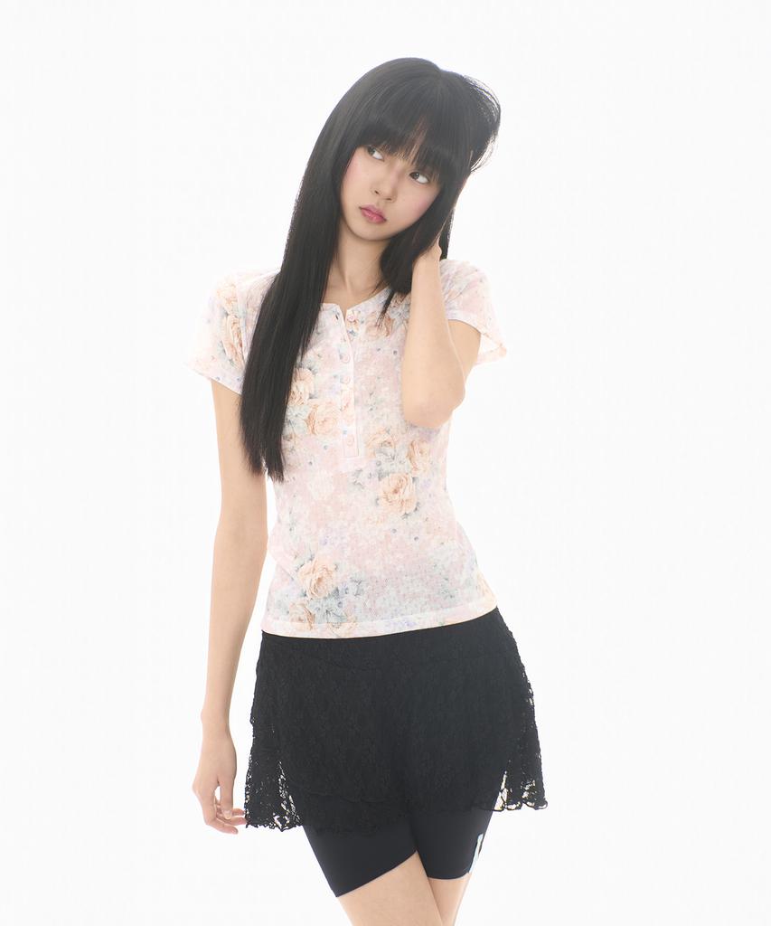 Mileko Flower Button T Pink