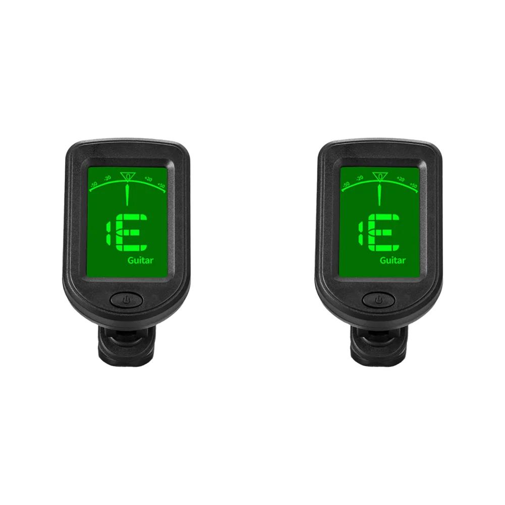 1-2pcs Guitar Tuner Digital Clip-On Tuner LCD Display Chromatic Tuner Clip On Guitar Tuner for Guitar Bass Violin Ukulele