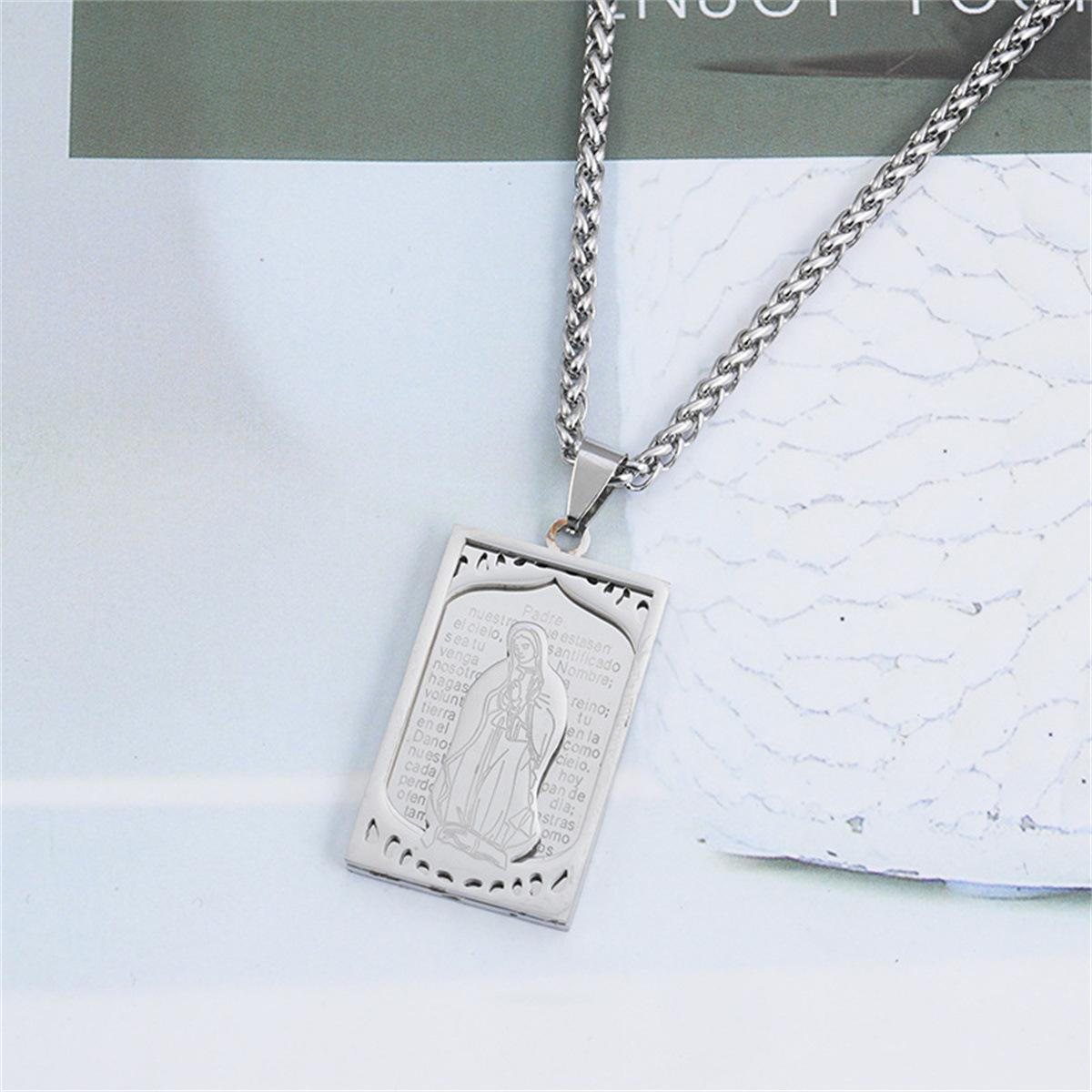 

United States hot-selling cross-border trend medal men s stainless steel Spanish square pendant necklace wholesale