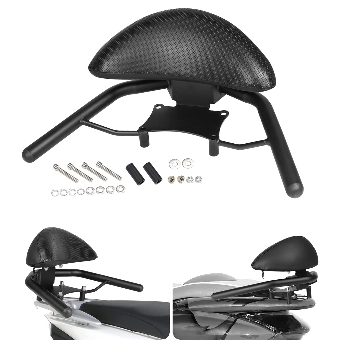 MSIZOY Мотоциклетная спинка/Спинка для пассажира для моделей PCX125, PCX150 и PCX160, с сисси-баром и пассажирской планкой, Черная