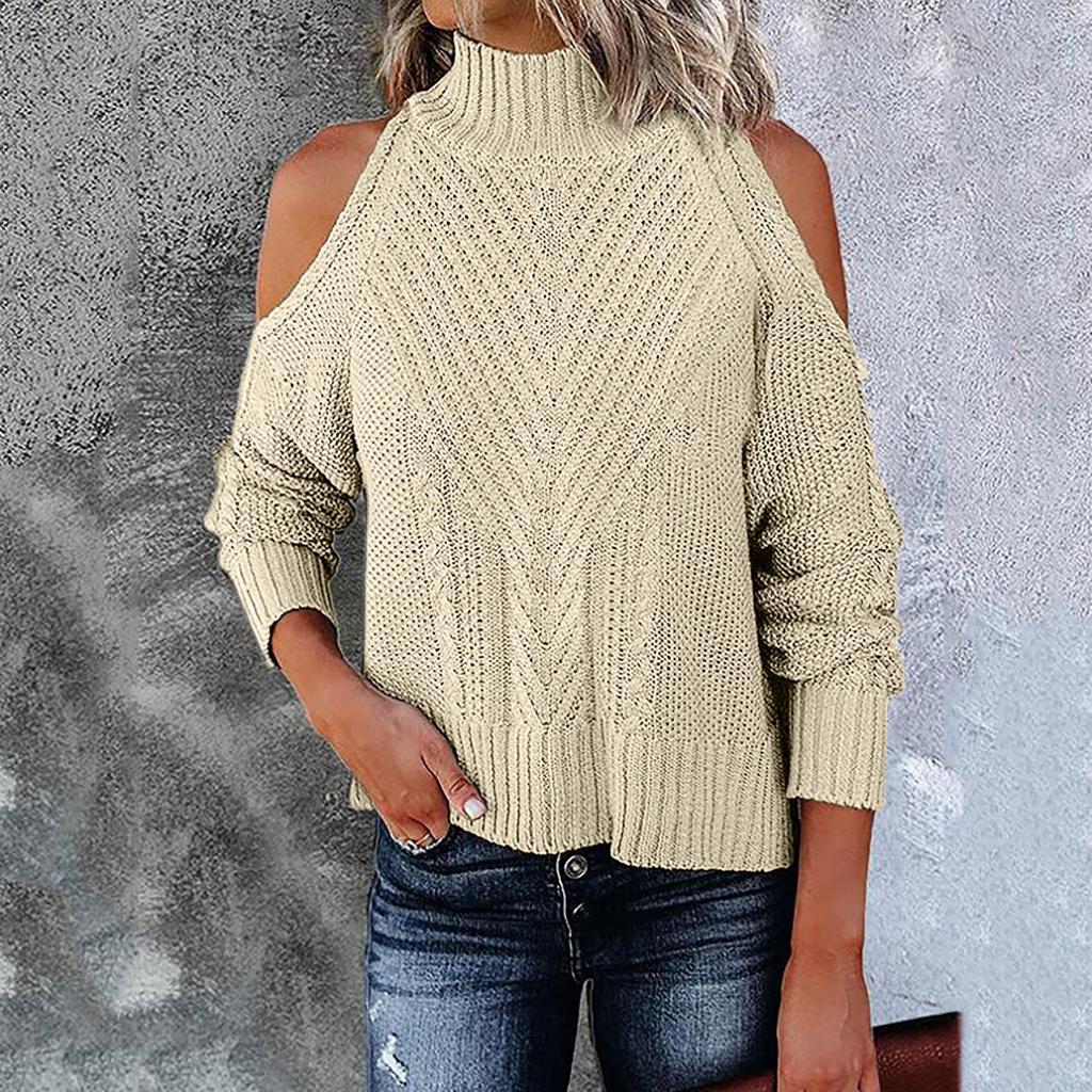 Women Casual Fashion Loose Long-sleeved  Solid Color Top Sweater