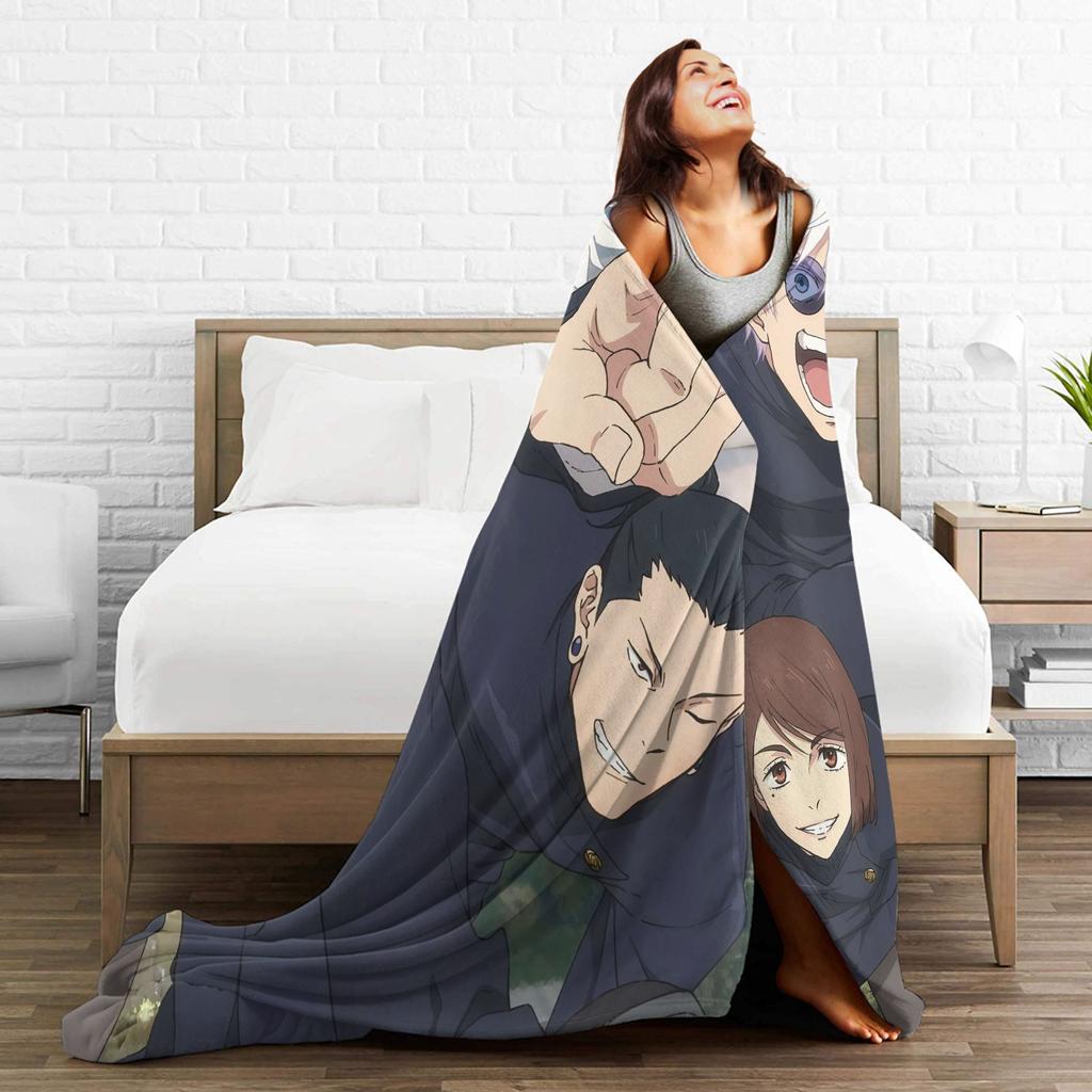 Gojo Satoru Jujutsu Kaisen Flannel Blanket Spring Super Soft Throw Blanket for Children Living Room Novelty Bedspread Bed Cover