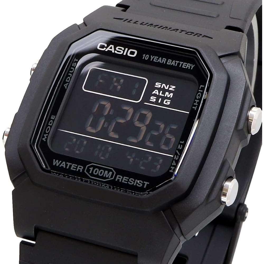 Casio Standard Digital Men's Watch W-800H-1BV Black Reverse LCD Water Resistant