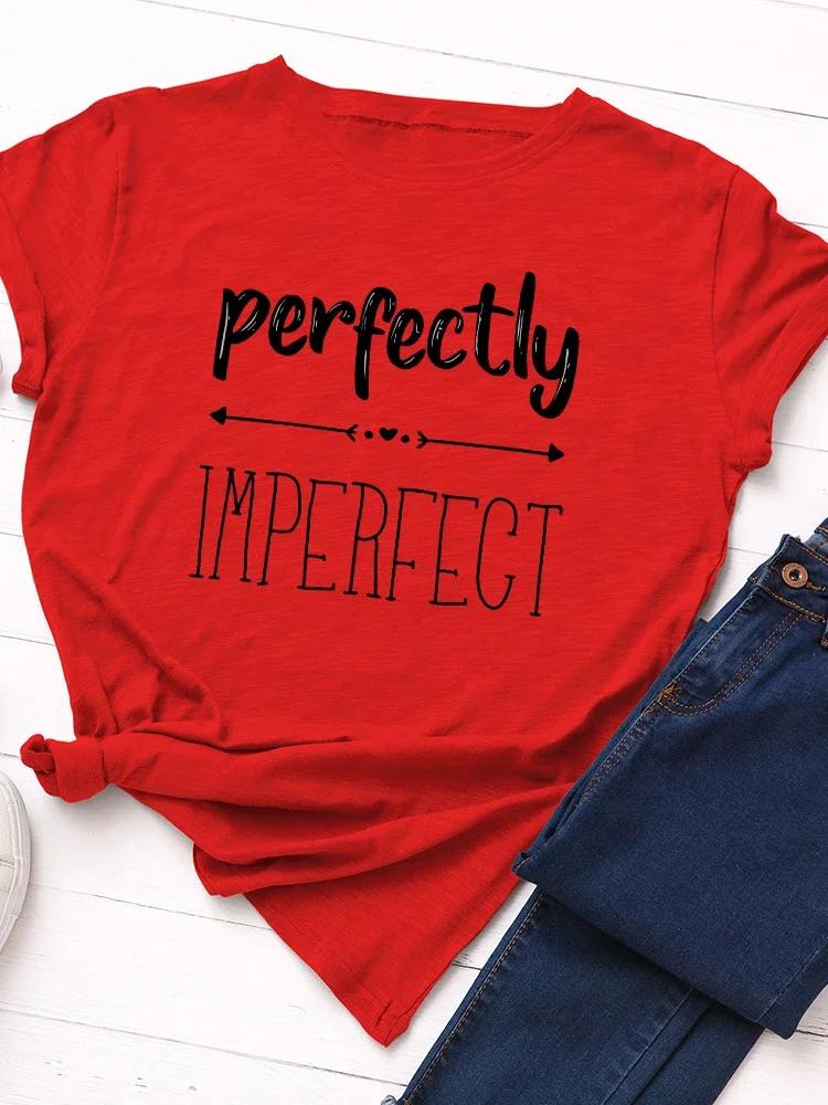 Perfektně Nedokonalý Potisk Dámské Tričko Krátký Rukáv Kulatý Výstřih Volné Dámské Tričko Dámské Tričko Topy Oblečení Camisetas Mujer
