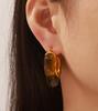 Retro French Irregular Resin Earrings: Gold-Plated Titanium Steel Ear Cuffs with Unique, Versatile Design.