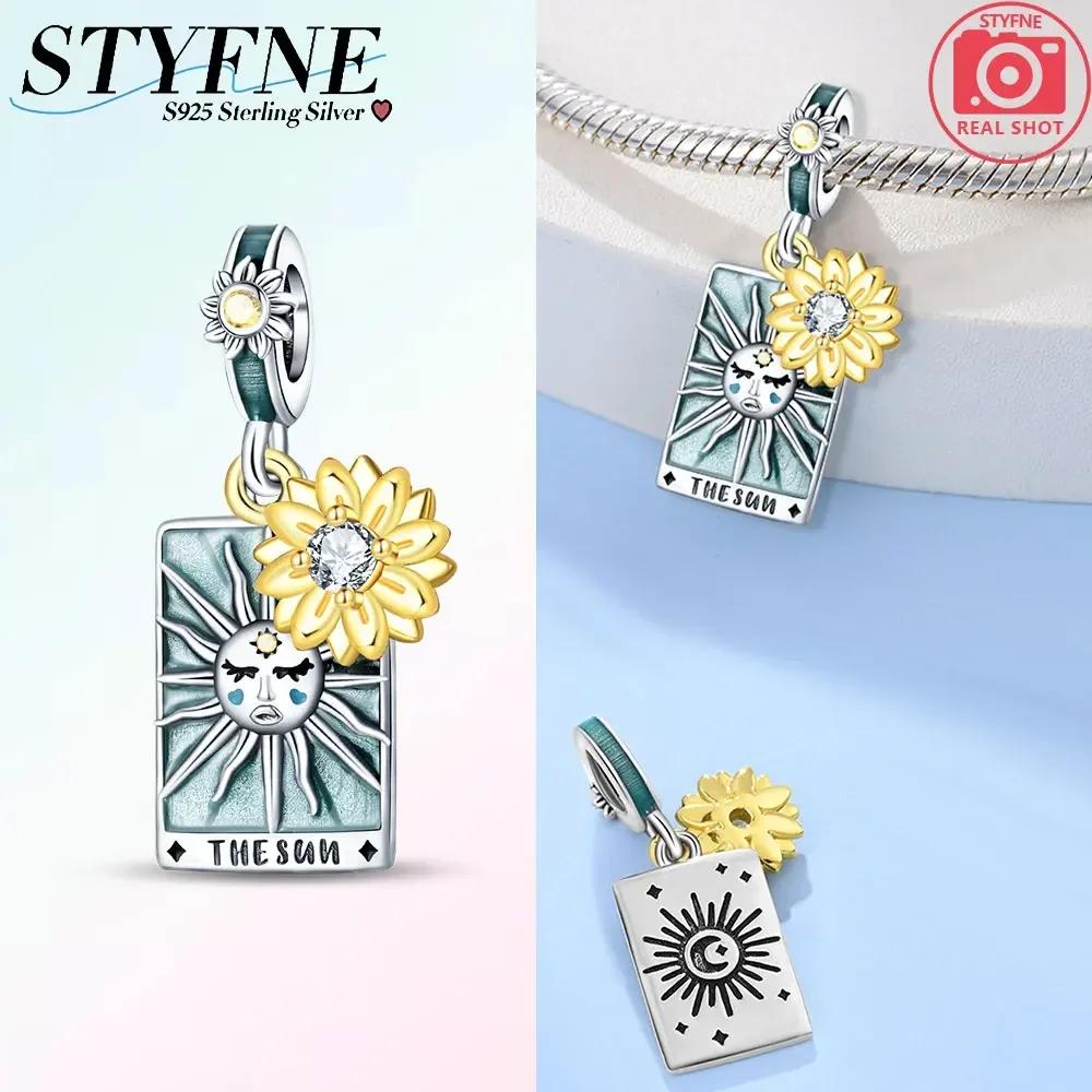 Exquisite Tarot Card Pendant Stars Moon Sun Original Copper Charms Beads Fit Bracelet Women Fine Delicate Gift Accessory Set