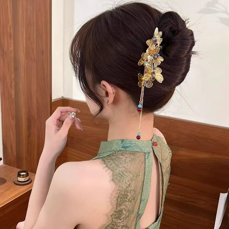 New Chinese butterfly fringed hairpin retro national style elegant temperament niche hairpin light luxury high-end hair accessories
