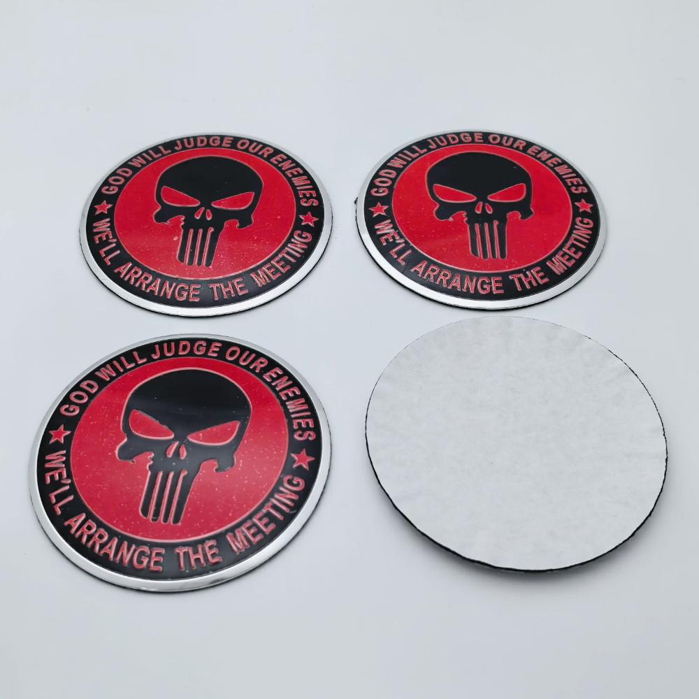 4Pcs 56mm 65mm Car Wheel Center Hub Caps Cover Emblem Punisher Skull Logo Universal Car Stickers Auto Styling Tire Accessories