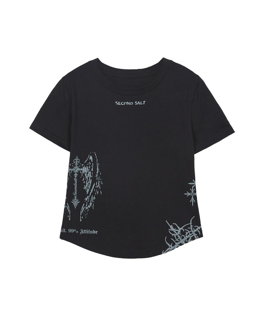 Sekeondeusolteu Doodle Angel T-Shirt (Black)