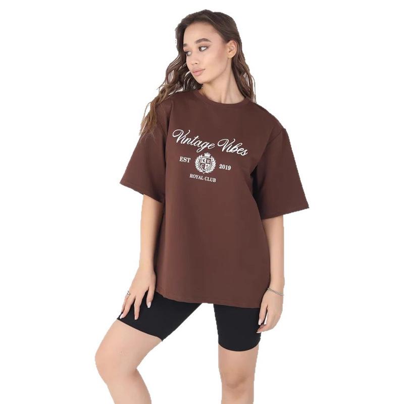 American Retro 2025 Oversized T-Shirt: Trendy High-End Print, Short Sleeve Summer Design