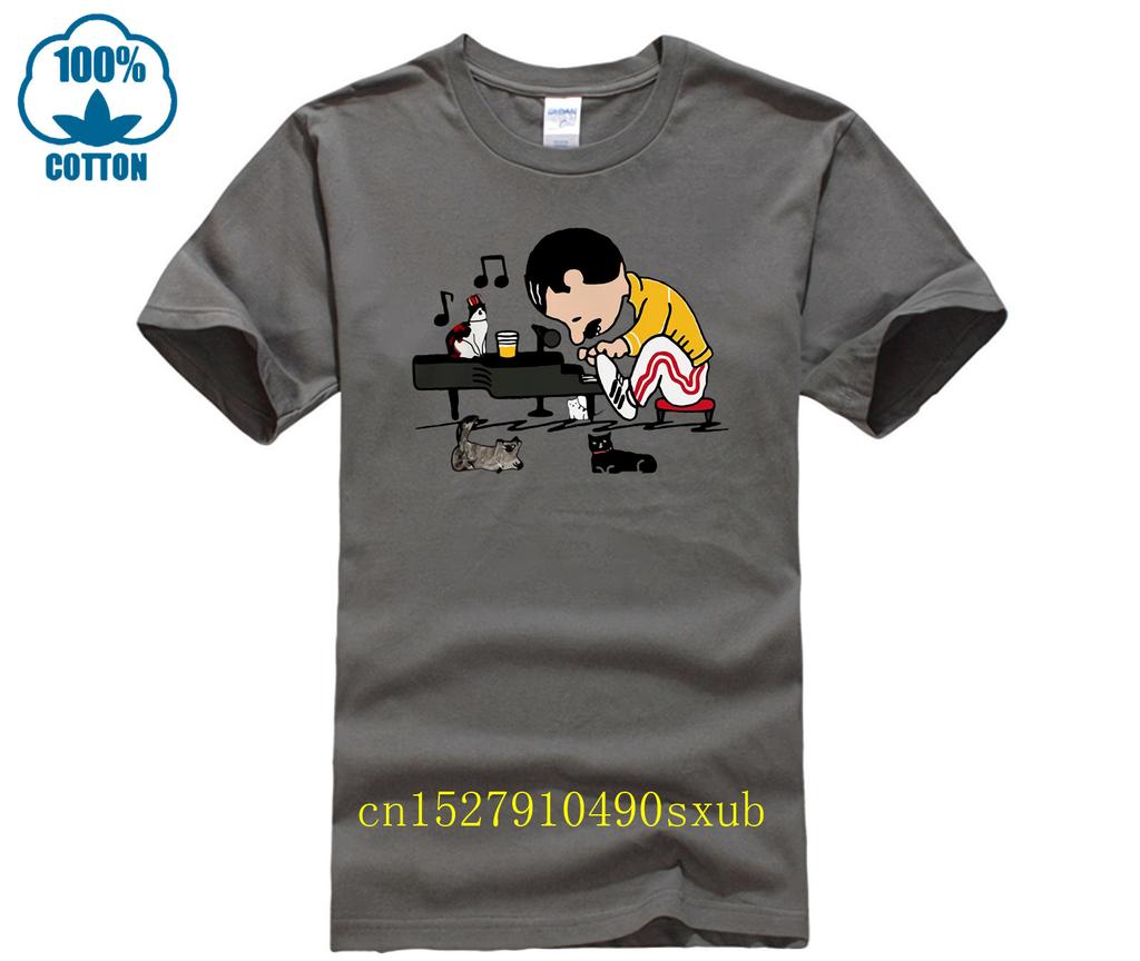 hot man t-shirt Freddie Mercury playing piano with cat shirt woman shirt