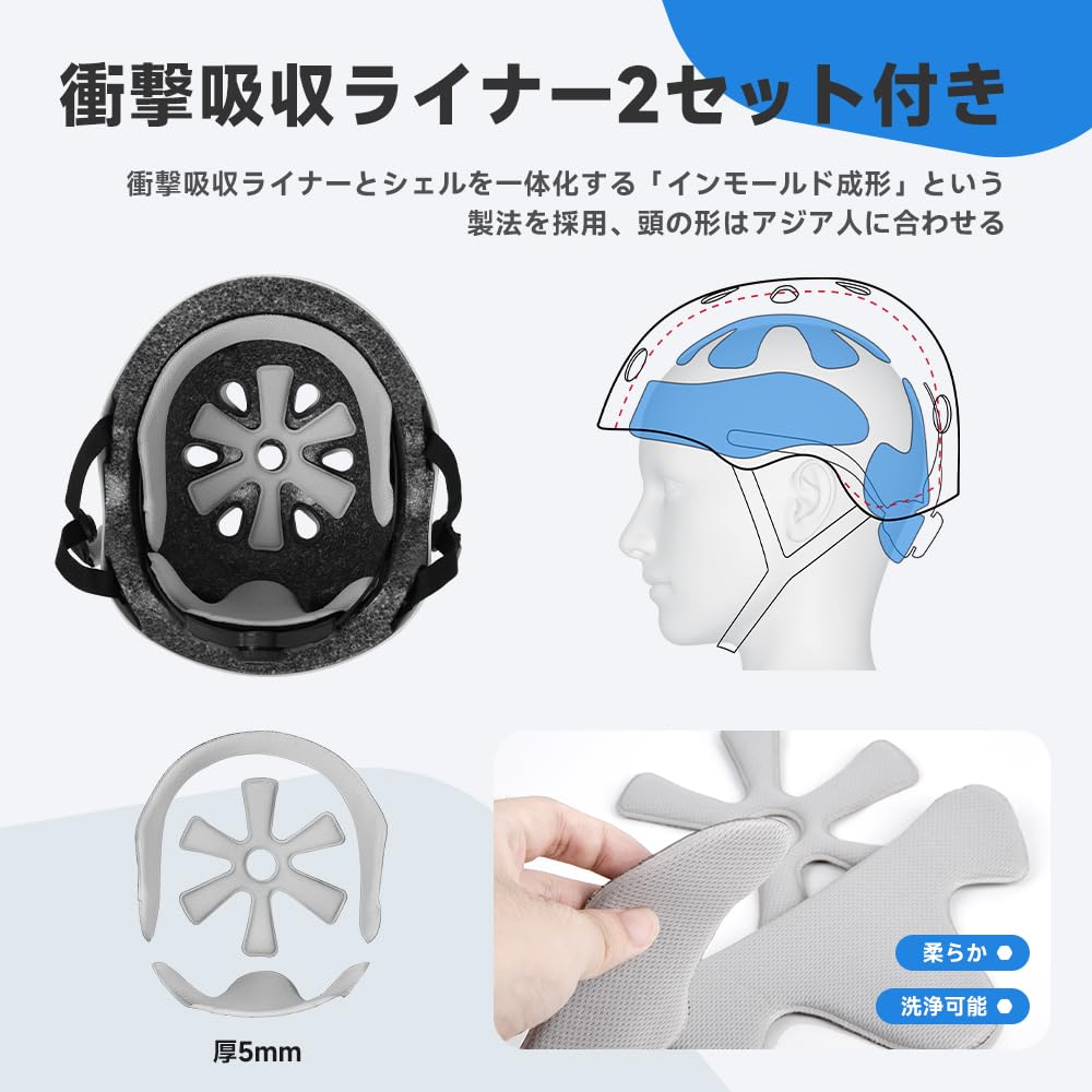 Findway Fahrrad CE 3D Schutz Inklusive Waschbarem Netz Geeignet für und Erwachsene Studenten Kinderhelm, Zertifiziert, Drehverschluss, 3-Lagen-Schutz,