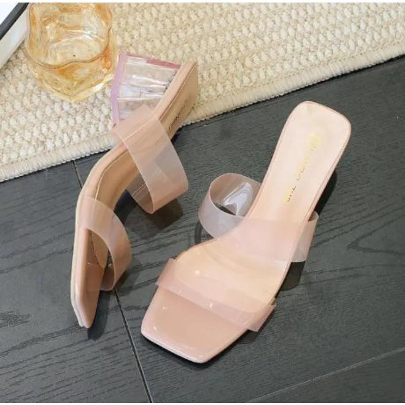 Plus Size 35-43 Women's Shoes Summer Concise Slippers Square Toe Shallow Slippers High Quality Luxury Slippers