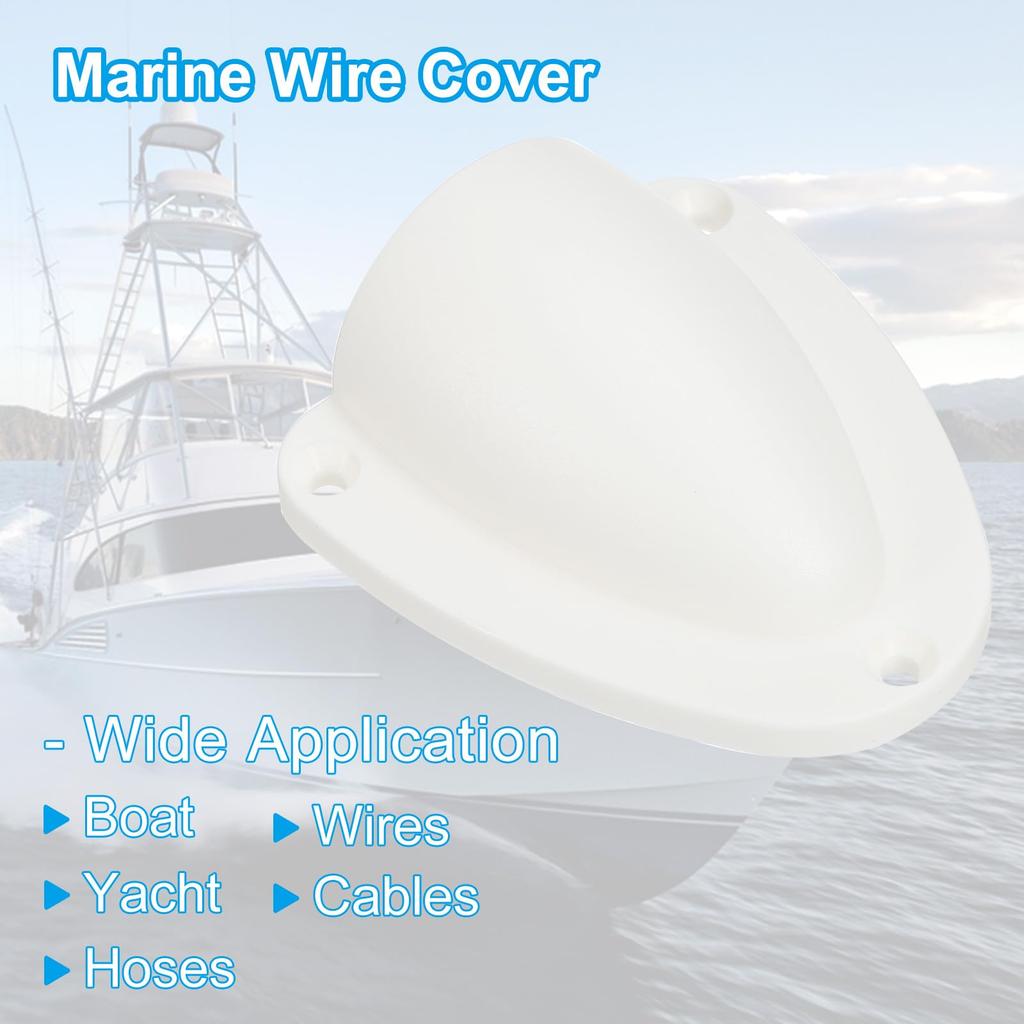PATIKIL 2-29/32" Nylon Marine Wire Cable Vent Cover for Boat Yacht, 2 Plastic Clamshell Vent Caps with Mounting Screws, White