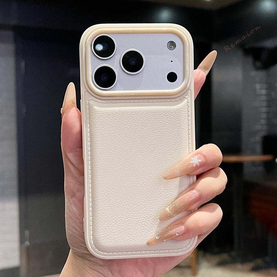 Leather Silicone Phone Case for iPhone 17 Air 11 12 13 14 15 16 17 Pro Max Plus 12 13 Mini Candy Soft Shockproof Protector Cover