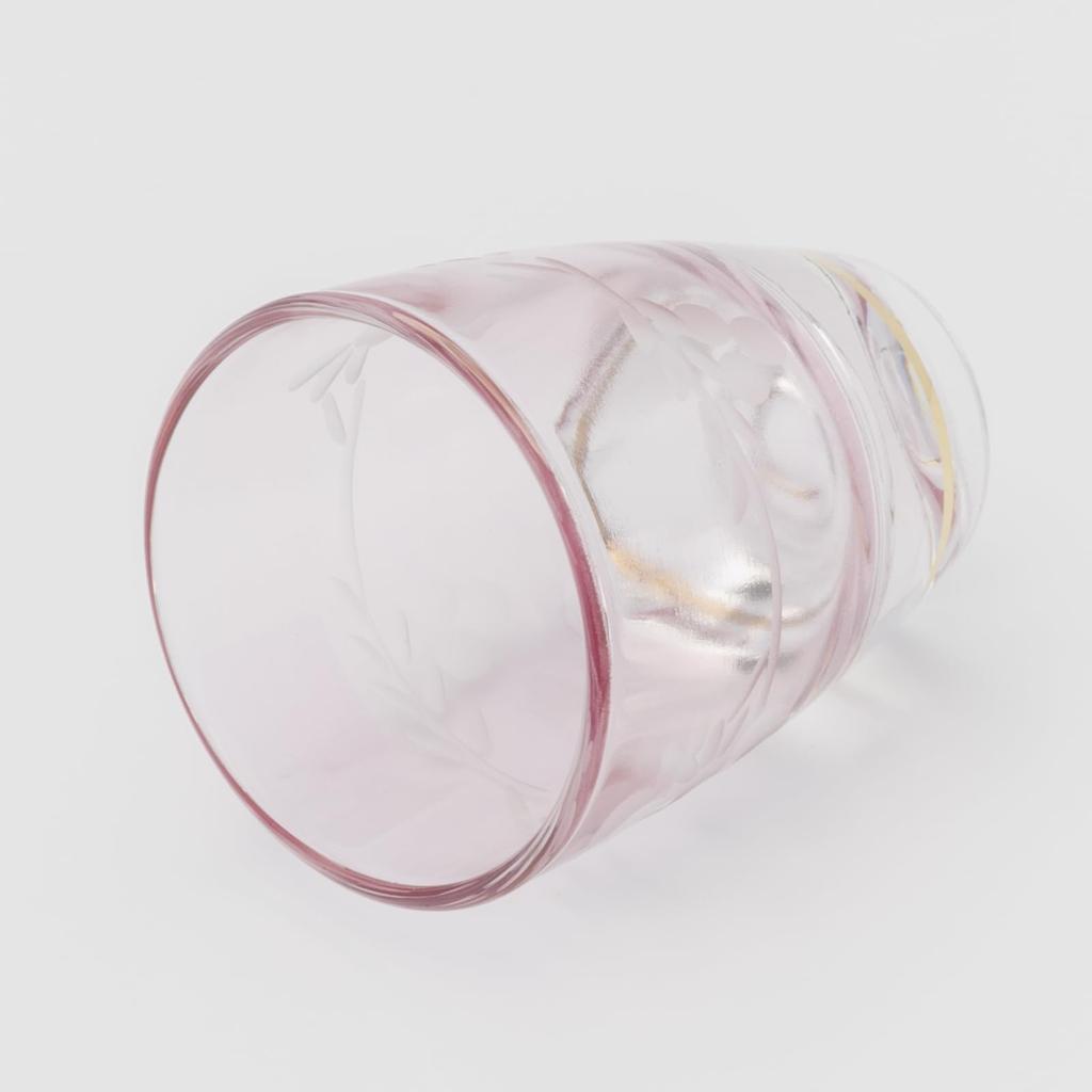 Otsuka Glass "Colorful Poem" Shot Glass, Double, for Cold Sake, Approx. 50ml, Natsume-style Flower Kiriko, Pink, Made In Japan, G-1-15-1PK-1P