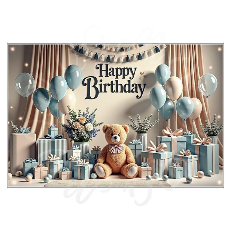 Balloon Cartoon Background Fabric  Children's Birthday Party Decoration Background Wall Fabric  Pet Photography Background Fabric