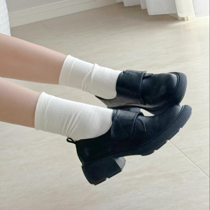 Soft Leather Loafers Women's Platform Shoes Small Leather Shoes Commuting High End Thick Heels Single Shoes Woman
