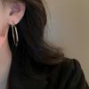 Silver Needle Diamond-set Geometric Circle Earrings Temperament Light Luxury High-end Earrings Personalized Design Cold Wind Earrings Wholesale