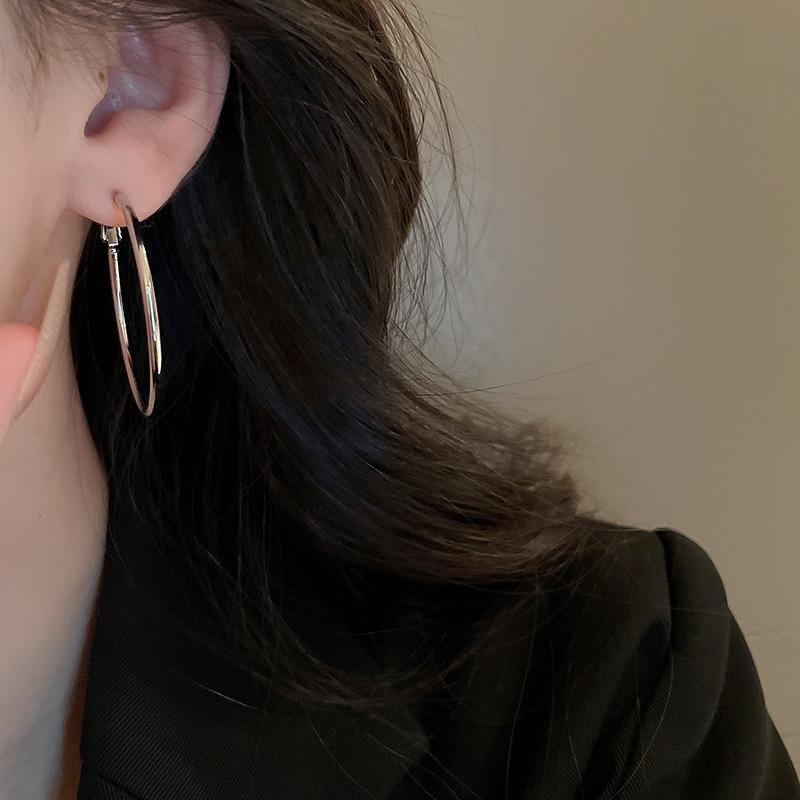 Silver Needle Diamond-set Geometric Circle Earrings Temperament Light Luxury High-end Earrings Personalized Design Cold Wind Earrings Wholesale