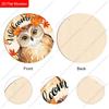 Welcome Autumn Owl Maple Leaf Round Wooden Hanging Sign, 2D Flat Printed Fall Front Door Decor, Harvest Season Wall Ornament Gift