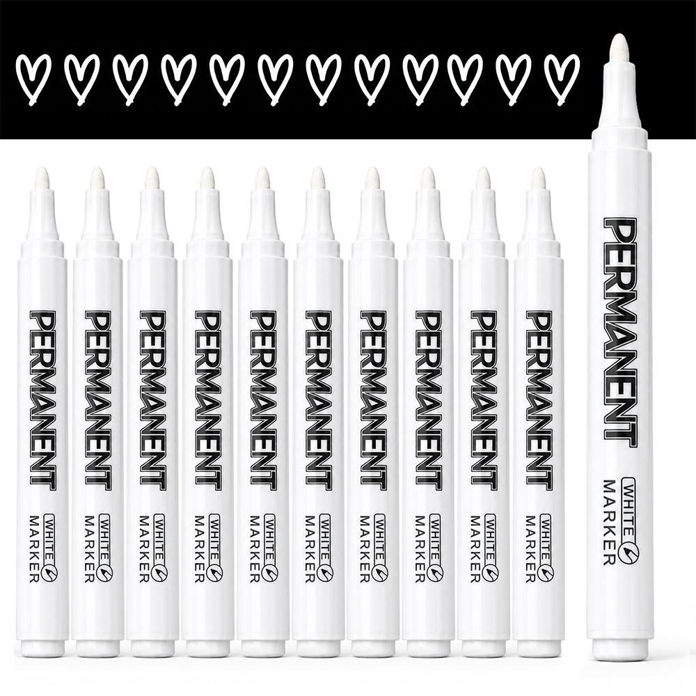 2/3/5/8/10/12 Pcs White Permanent Paint Markers Waterproof Fade-Resistant Quick Dry Tire Ceramic Fabric Art Industrial Marking