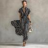 2026 European and American Cross-border Temu Amazon Independent Station Temperament Professional Women's Clothing Short-sleeved Striped Shirt Dress