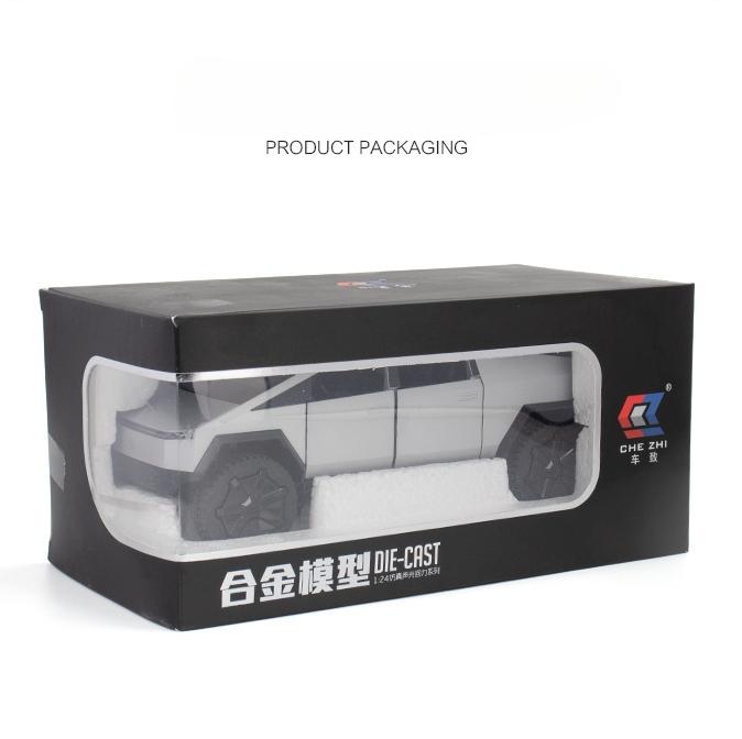CJEY4 1:24 Tesla Cybertruck Pickup Alloy Car Model Diecasts Metal Toy Off-road Vehicles Car Model Simulation Sound and Light Kids Gift