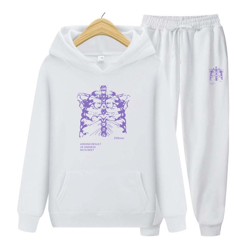 Jesienno-zimowe bluzy + spodnie Dwuczęściowy zestaw Drukowanie Męskie bluzy damskie Dresy Spodnie do biegania Grube, ciepłe ubrania męskie