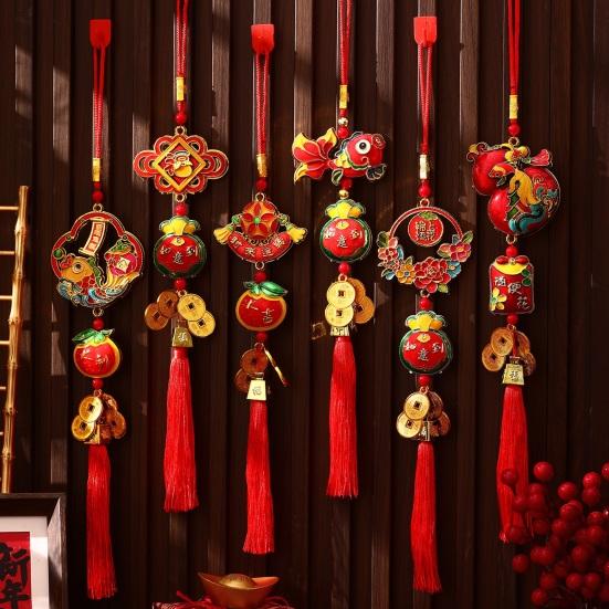 Dekorace na čínský Nový rok 2026 Rok koně Šťastný amulet se střapcem Feng Shui závěsné přívěsky pro bohatství a štěstí