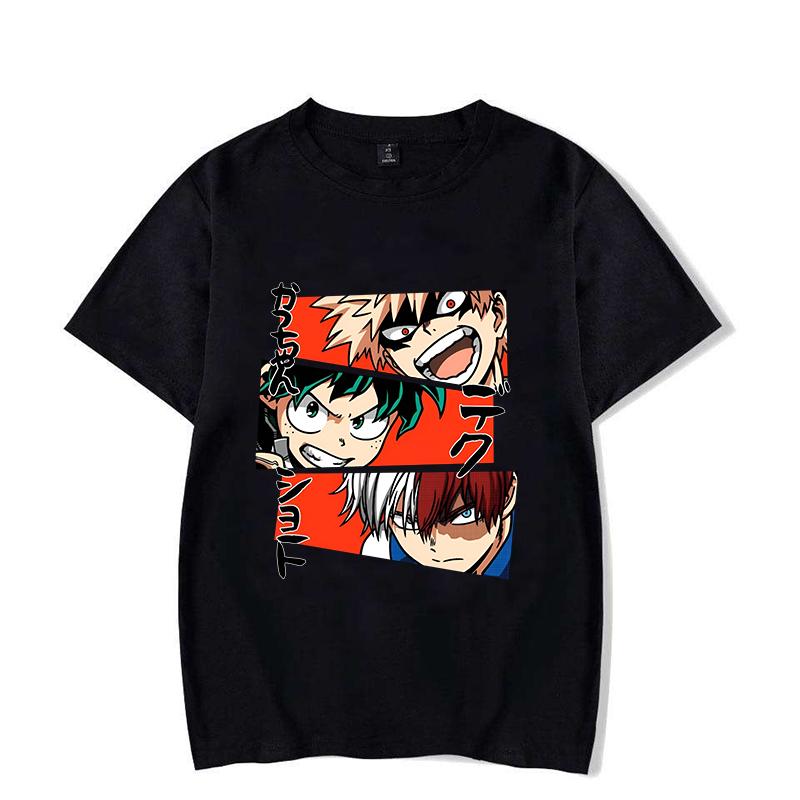 New Funny Deku Bakugou Katsuki Todoroki Shoto Print T-Shirt Womans Men Casual Tops Summer Cool T Shirt Plus Size Tops Tees
