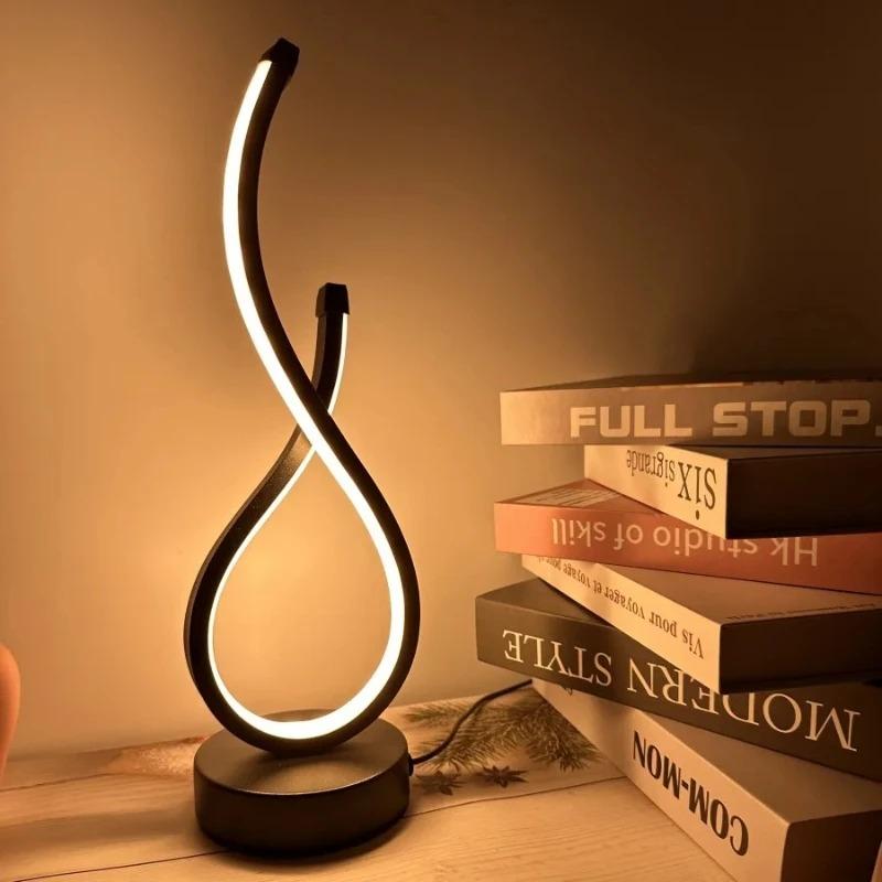 Creative LED Table Lamp Minimalist USB Bedroom Nightlight Industrial Style Luminescent Decorative Lamp for Home Coffee Shop