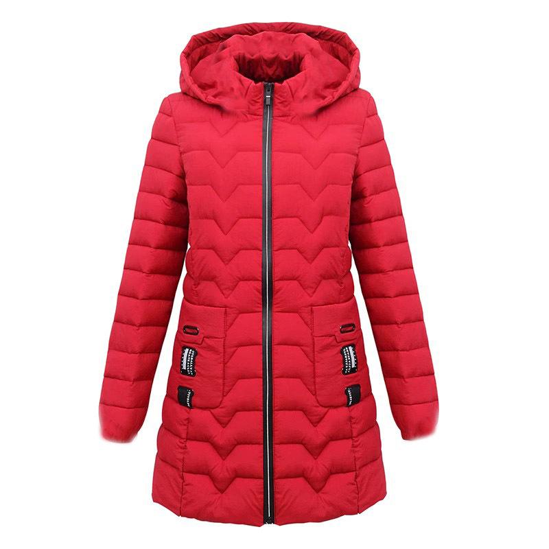 Medium and long down cotton-padded clothes, women's slim-fit hooded cotton-padded clothes, winter warm jackets, and mother's large-size cotton-pad