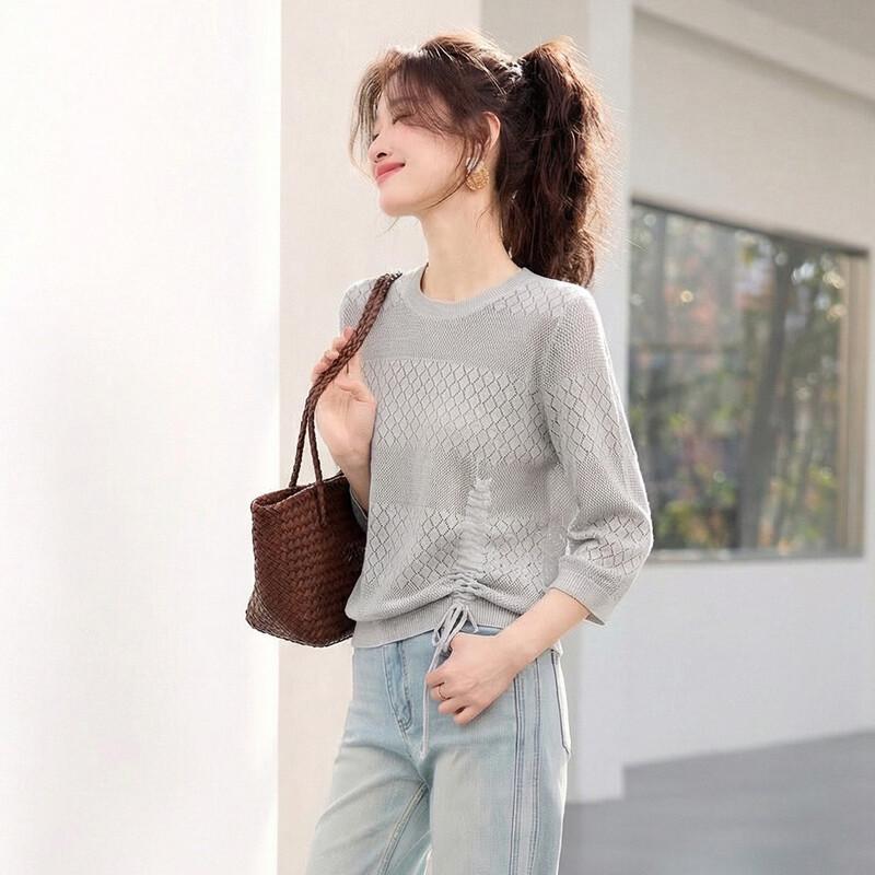 Srcr Women's Wool Blend Diamond Jacquard Knit Top