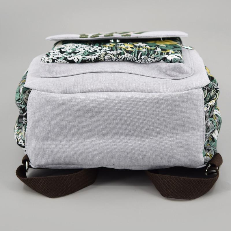 Large Capacity Canvas Literary Backpack National Style Bag Casual Lightweight Schoolbag for Female Students Hand-woven Bag Backpack