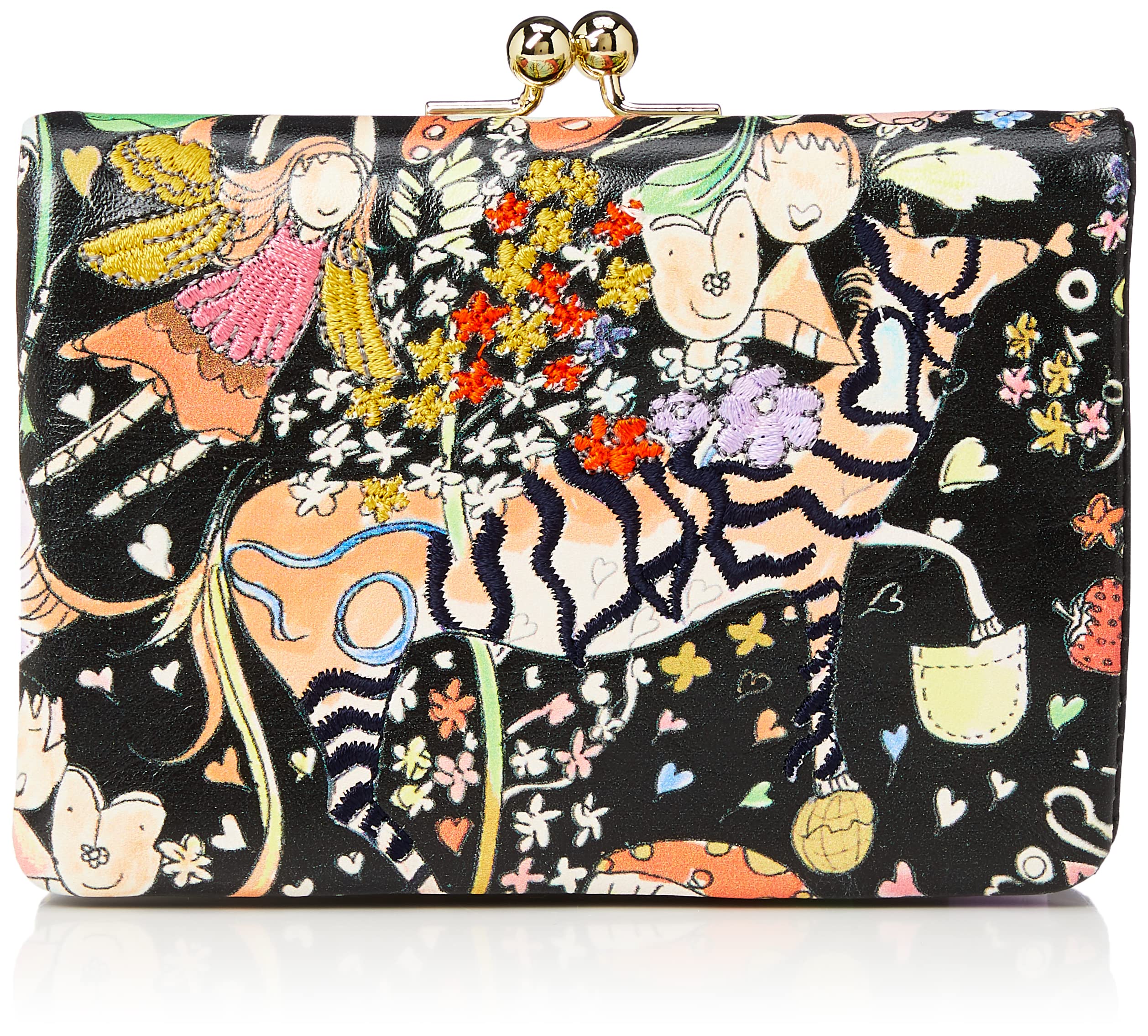 Женский натуральный бифолд-кошелек Tsumori Chisato с застежкой, черный