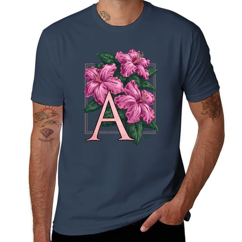 A Is For Azalea Flower Monogram Tshirt Water Resistant Casual Tshirt