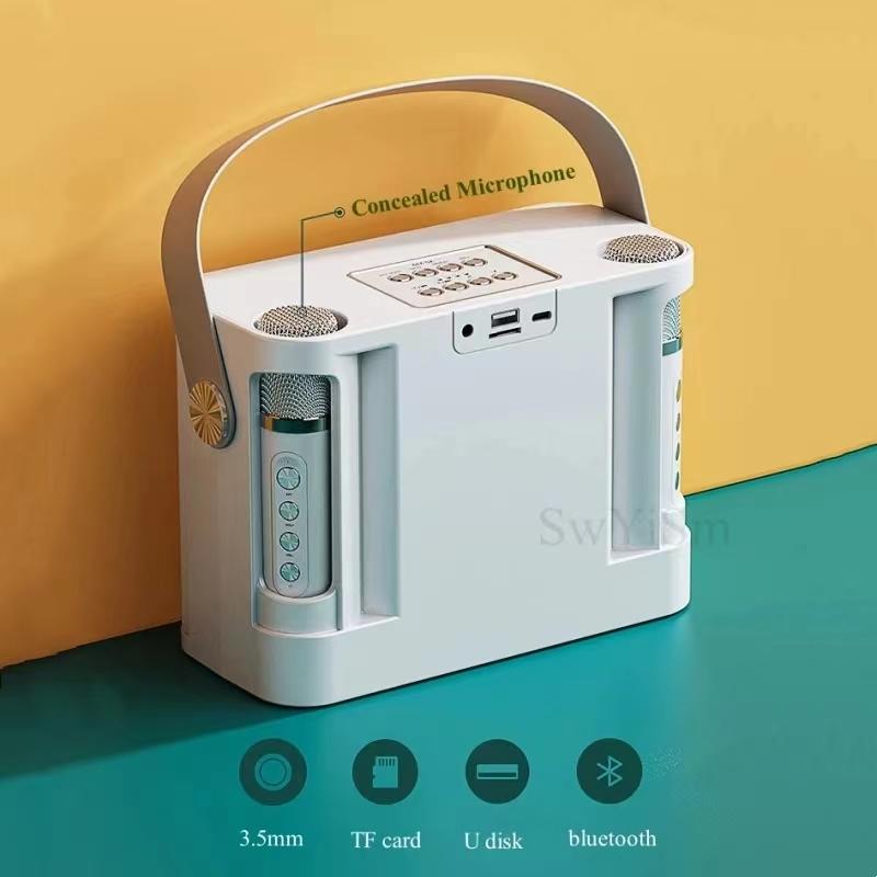 #20W Powerful Wireless Portable Dual Microphones Bluetooth Speaker Hifi Stereo Family Party Karaoke Subwoofer Boombox gifts 2025