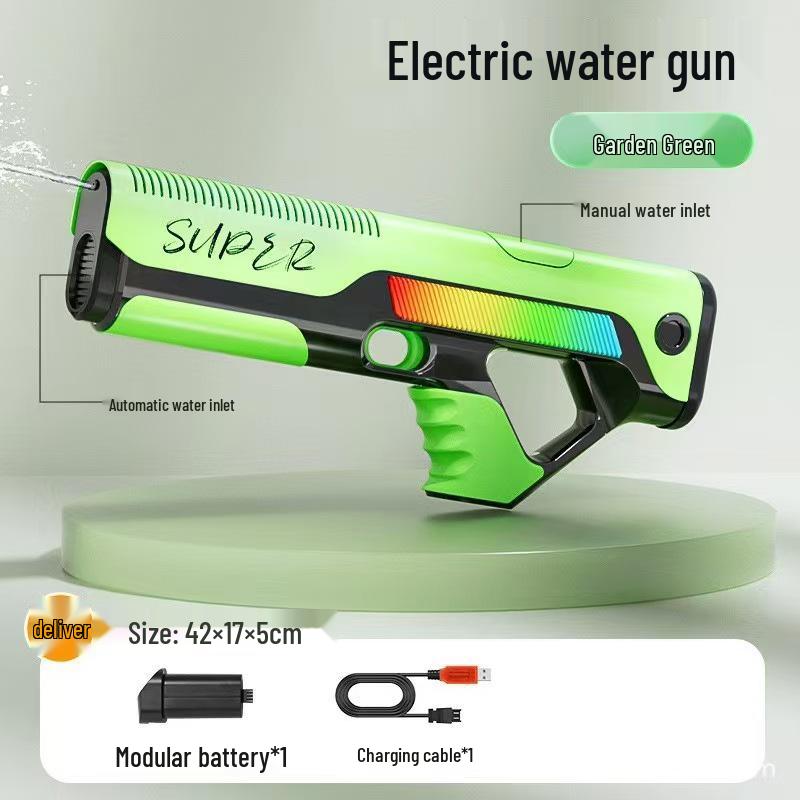 

Электрический водяной пистолет-игрушка с подключением к внешней бутылке, автоматическим забором воды, эффектом пламени и возможностью непрерывной стрельбы