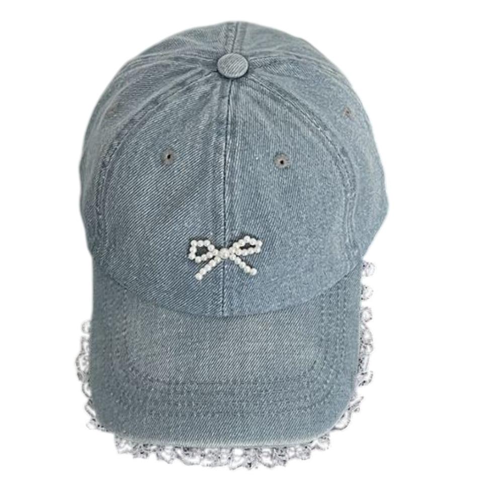 

Adjustable Cowboy Sunscreen Hats Sun Protection Beach Hat Bow Lace Baseball Hats Outdoor Sports синій