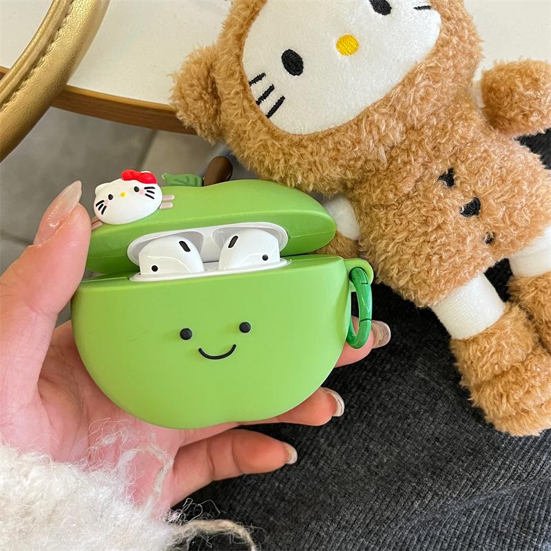 Cute green apple apple kt cat AirPods pro apple bluetooth headset case 2/3/4 generation protective case airpods 1/2 generation